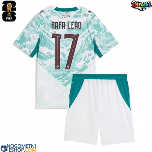 Otroški Nogometni dresi Portugalska Rafael Leao #17 Gostujoči SP 2026 Kratek Rokav (+ Kratke hlače)